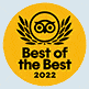 Dank der tollen Gästebewertungen dürfen wir uns über den Tripadvisor Travelers Choice Best of the Best 2022 freuen!